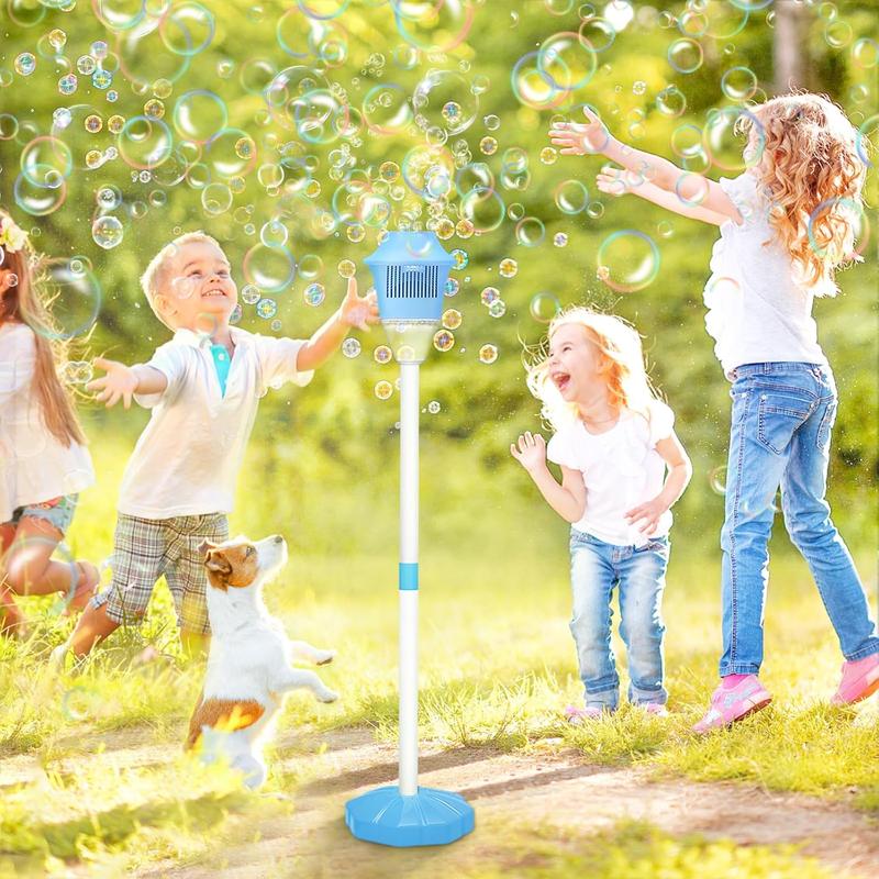Máquina de burbujas para niños – Soporte de altura ajustable, lanzador automático con música, perfecta para el patio trasero, ideal para fiestas al aire libre y diversión ✅