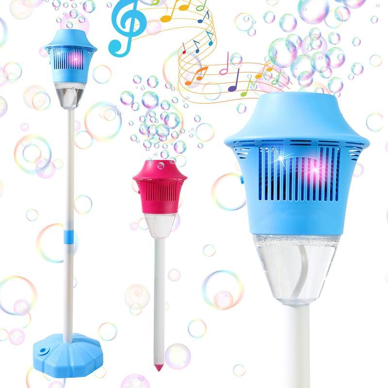 Máquina de burbujas para niños – Soporte de altura ajustable, lanzador automático con música, perfecta para el patio trasero, ideal para fiestas al aire libre y diversión ✅