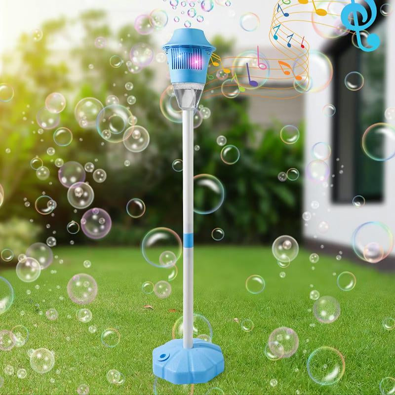Máquina de burbujas para niños – Soporte de altura ajustable, lanzador automático con música, perfecta para el patio trasero, ideal para fiestas al aire libre y diversión ✅